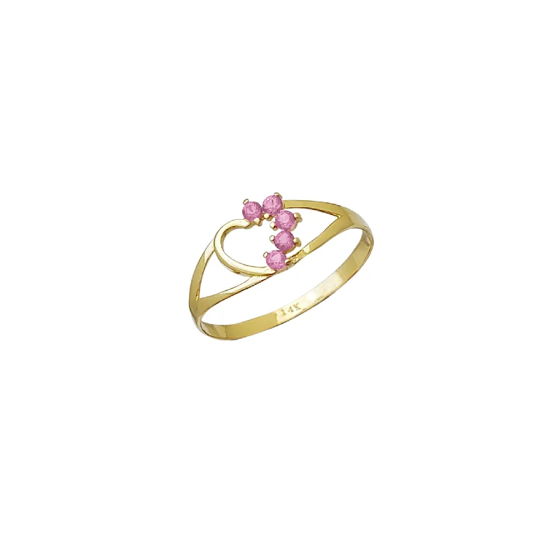 women's rings with luxurious diamonds -Pink Zirconia Outlined Heart Baby/Kid's Youth Ring (14K)