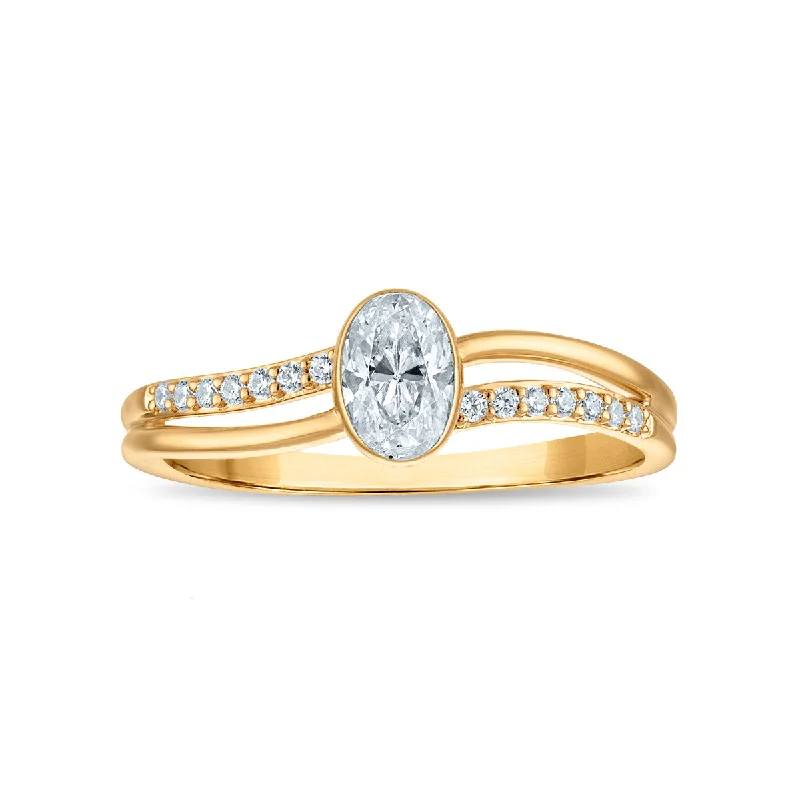 women's engagement rings with vintage setting -LoveSong EcoLove 1/2 CTW Lab Grown Diamond Promise Ring in 10KT Yellow Gold