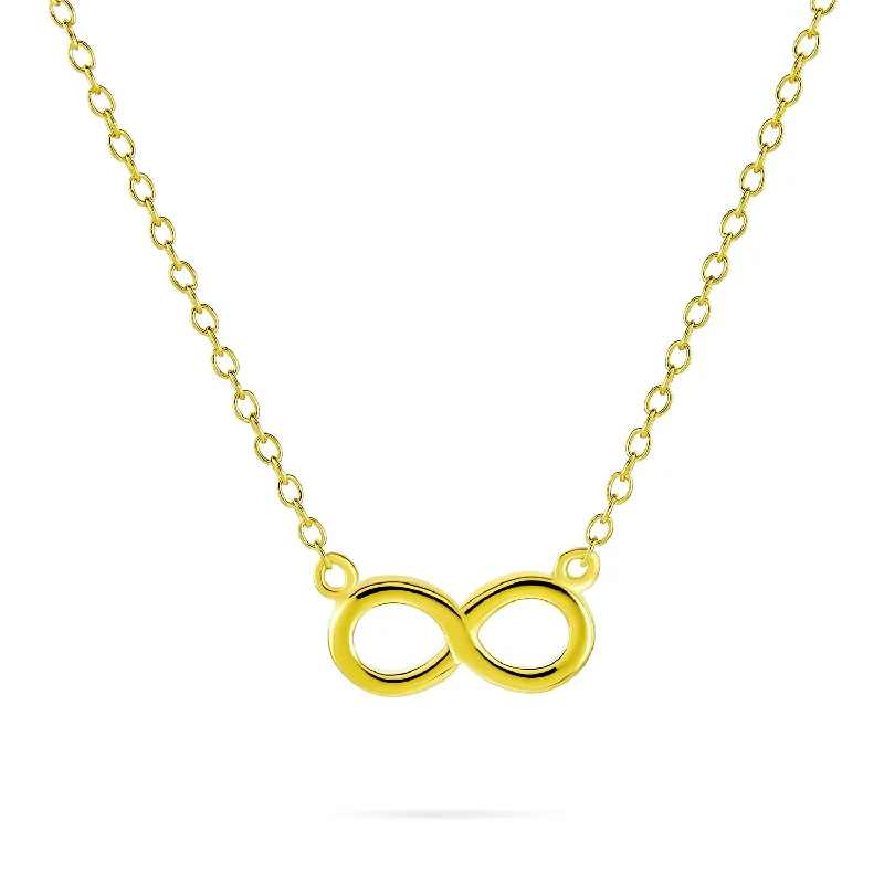 women's necklaces with long pendant -Delicate Minimalist Infinity Love Knot Pendant Necklace in 14K Gold Plated Silver