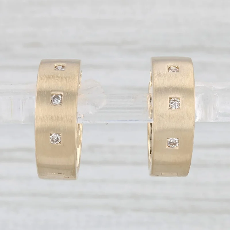 women's earrings with delicate design -0.12ctw Diamond Accented Hoop Huggie Earrings 14k Yellow Gold Hinged Snap Top