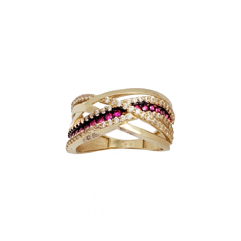 women's rings with smooth band -Red Zirconia Lady Ring (14K)