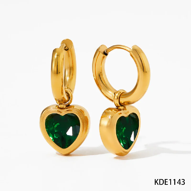 Earrings Green Zirconium