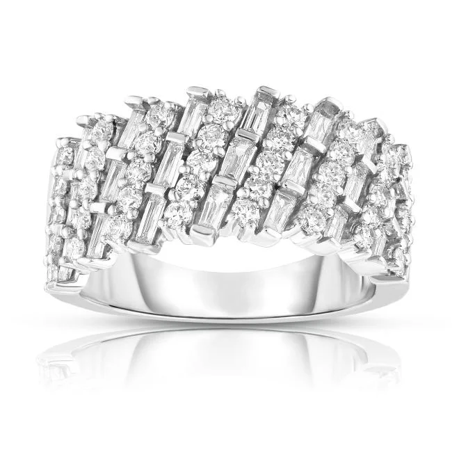 women's engagement rings with matching wedding band -1 CTW Diamond Anniversary Ring in 14KT White Gold