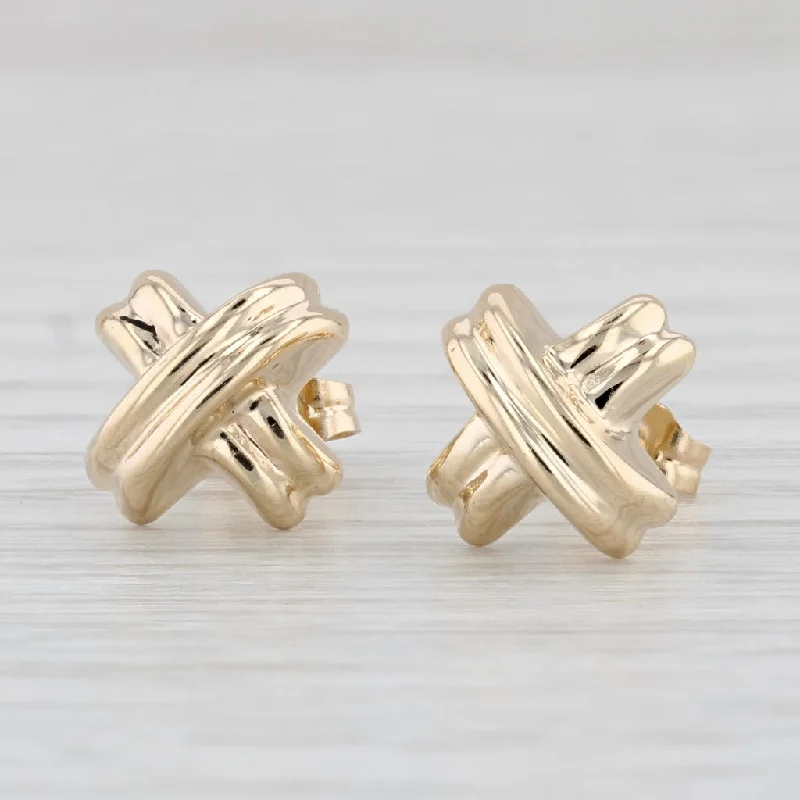 women's earrings with geometric shapes -X Criss Cross Stud Earrings 14k Yellow Gold