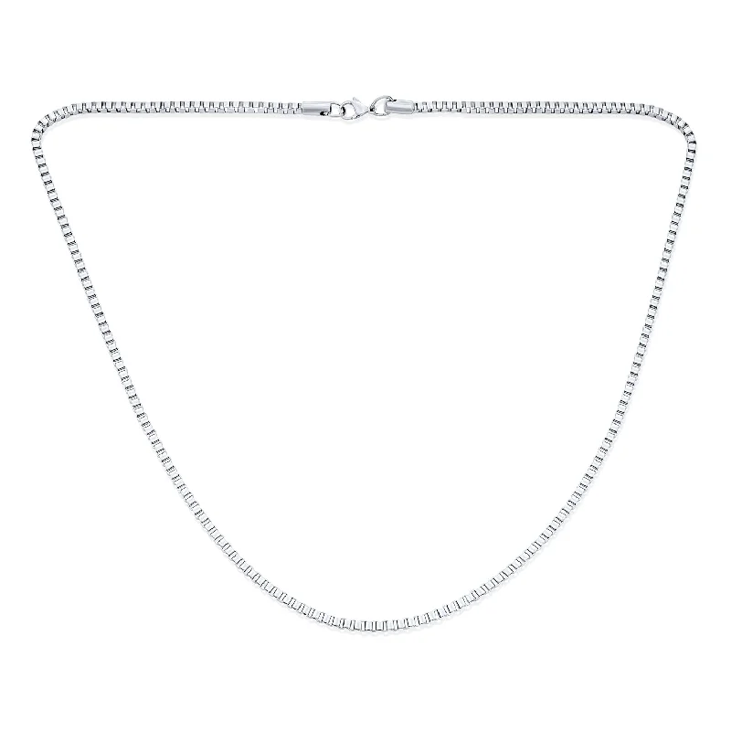 women's necklaces with custom engraving -Heavy Square 5MM Venetian Box Link Chain Necklace Men Sterling Silver Italy 16"