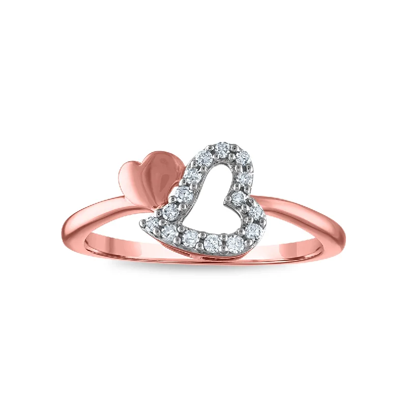 women's engagement rings with sapphire -1/7 CTW Diamond Accent Heart Ring in 10KT Rose Gold