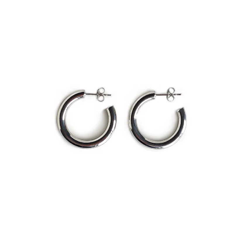 women's earrings with clean lines -Tube Hoop Studs