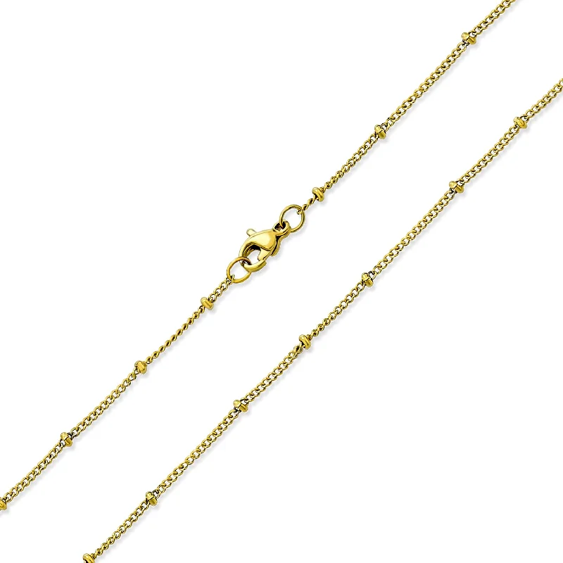 women's necklaces with delicate pendant -Thin Minimalist Gold Plated Saturn Chain Necklace with Tiny Ball 16-20 Inch