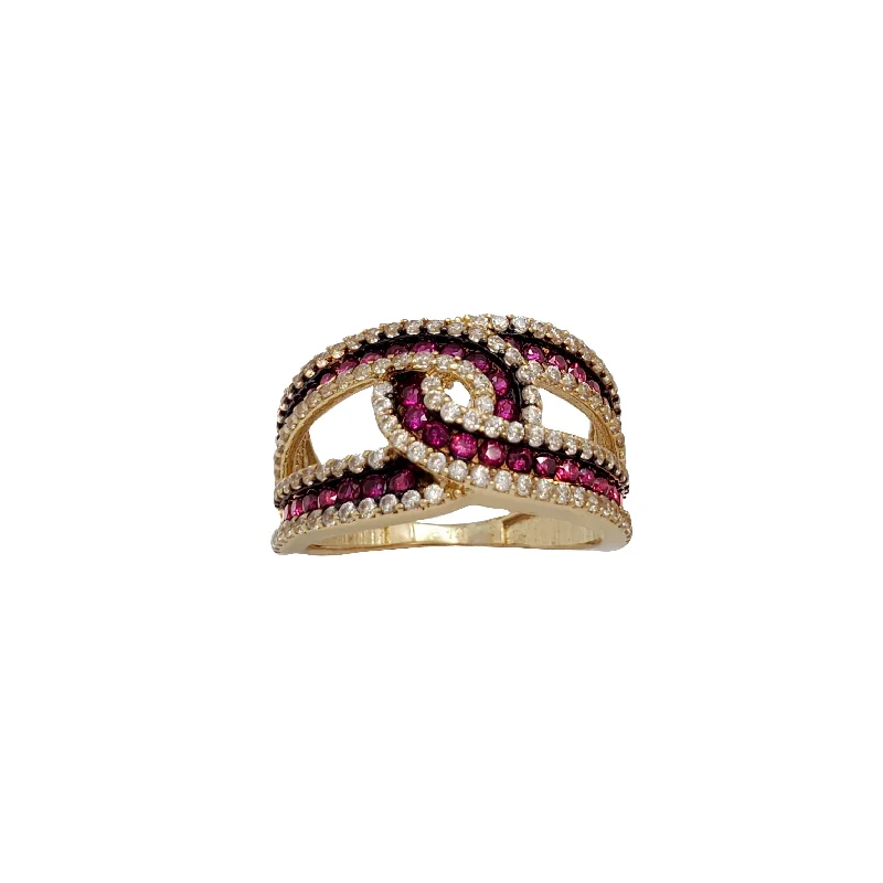 women's rings with diamond-encrusted band -Red Zirconia Lady Ring (14K)