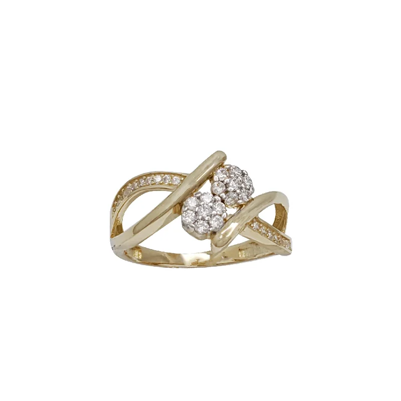 women's rings with smooth band -Flower Cubic Zirconia Ring (14K)