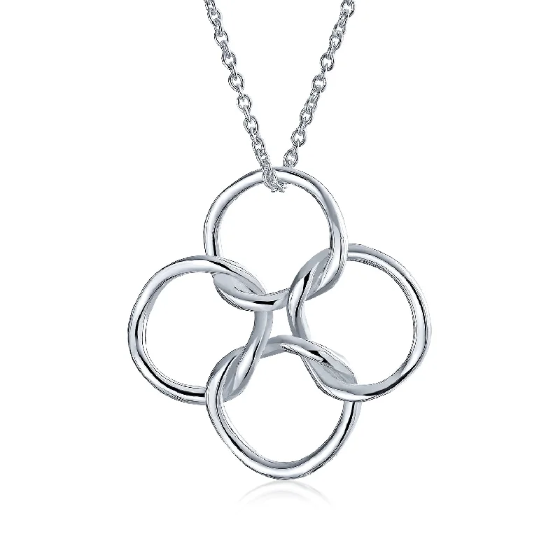 women's necklaces with bar pendant -BFF Eternal Friendship Pendant Necklace with Interlocking Infinity Circles in Silver