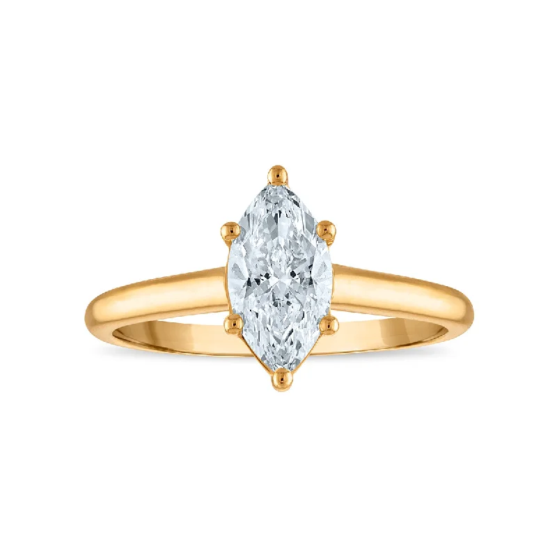 women's engagement rings with subtle elegance -Red Hot Deal 1 CTW Marquise Lab Grown Diamond Solitaire Ring in 14KT Gold