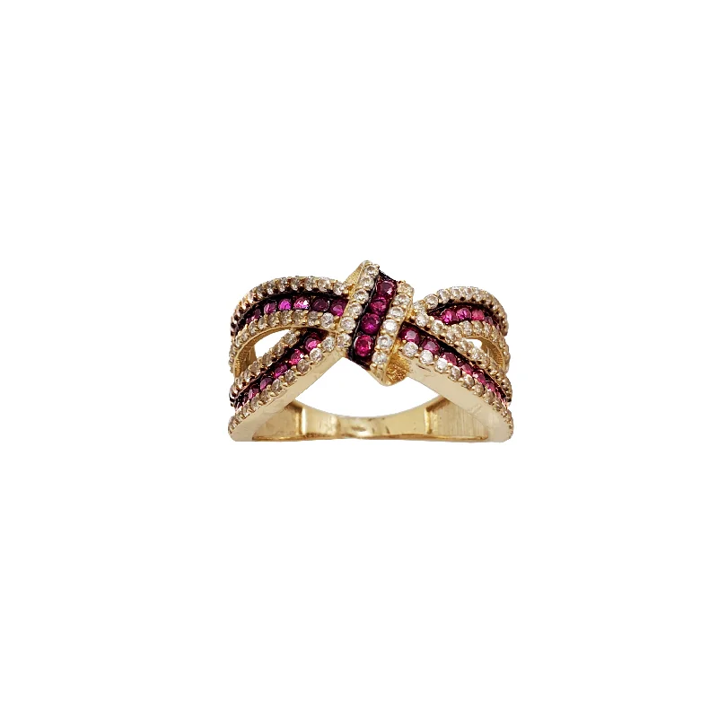 women's rings with textured gold -Knot Red Zirconia Lady Ring (14K)