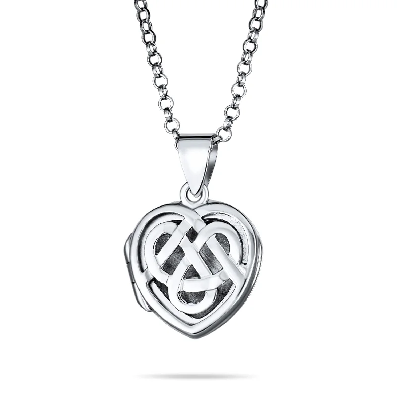 women's necklaces with heart-shaped design -Small BFF Infinity Knot Celtic Heart Locket Necklace for Essential Oils & Photos