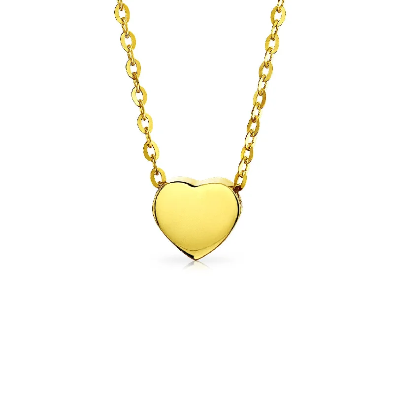 women's necklaces with engraved details -Delicate 14K Yellow Gold Heart Shape Pendant Necklace - Petite and Romantic Design