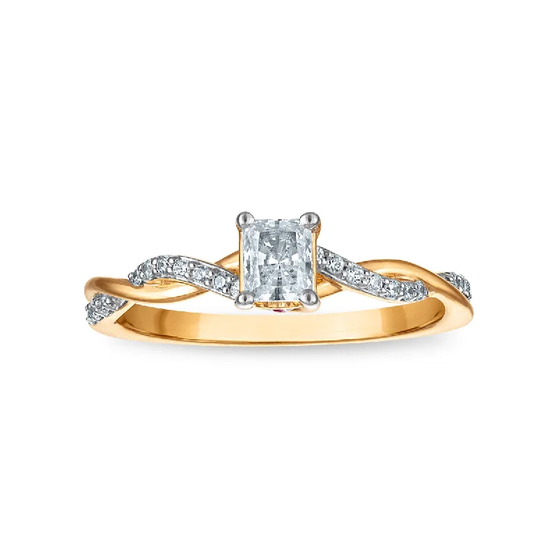 women's engagement rings with platinum band -LoveSong EcoLove 3/8 CTW Lab Grown Diamond Promise Ring in 10KT Yellow Gold