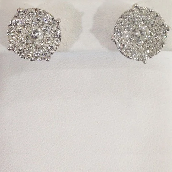 women's earrings with intricate details -14k White Gold Diamond Earrings