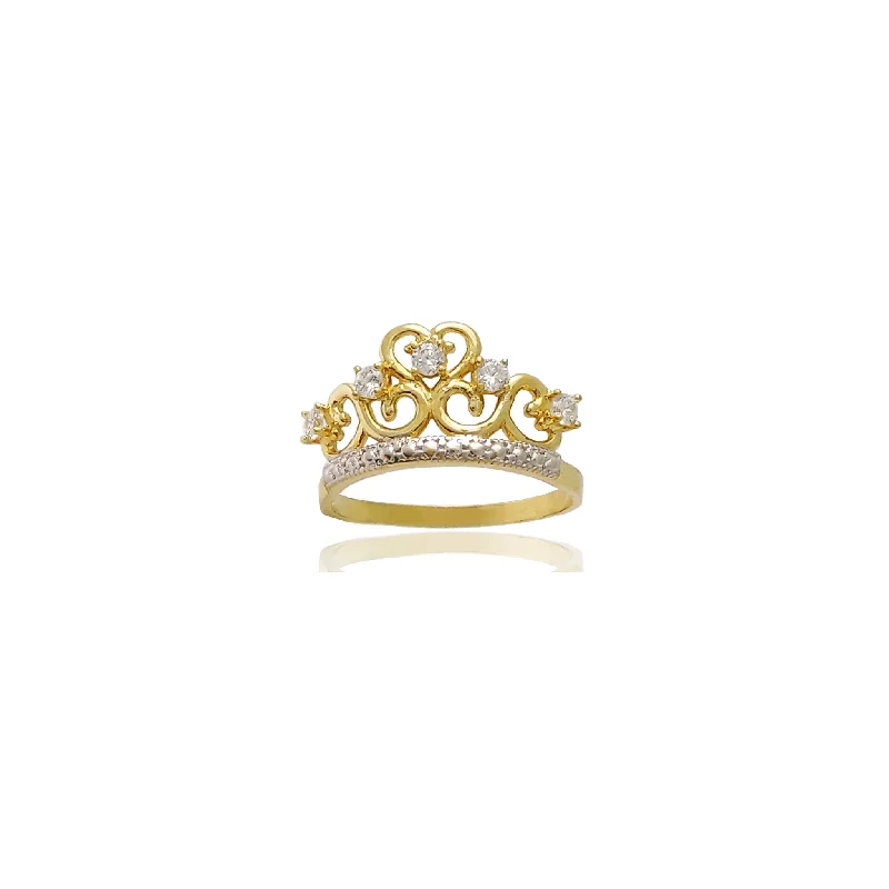 women's rings with timeless elegance -Princess Crown Heart CZ Ring (14K)