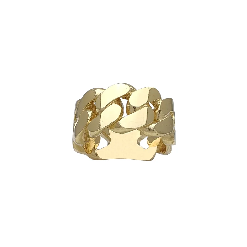 women's rings with multi-stone setting -Solid Miami Cuban Ring (14K)