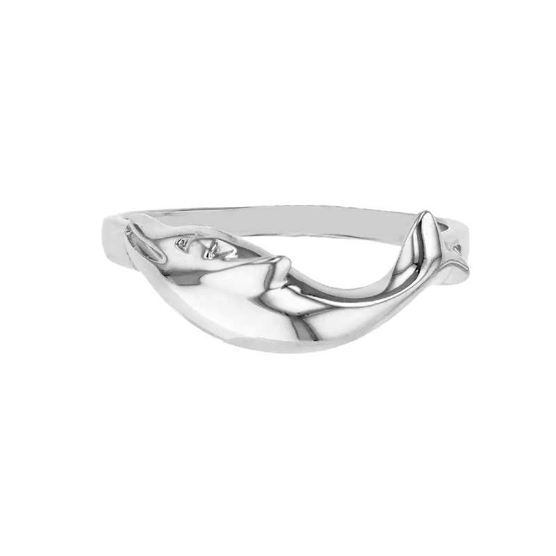 women's rings with wedding band -Dolphin Ring (Silver)