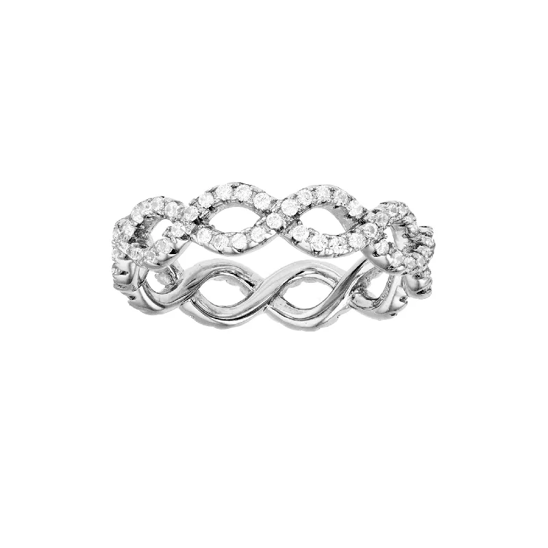 women's rings with minimalist design -Pave Infinity Eternity Ring (Silver)