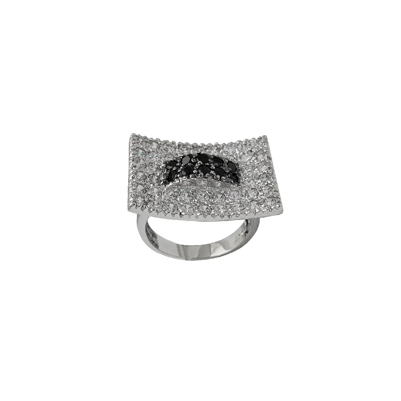 women's rings with diamond-encrusted band -Zirconia Lady Fancy Square Ring (Silver)