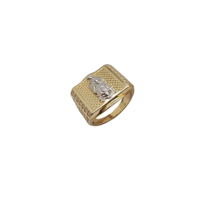 women's rings with square setting -Zirconia Lattice Square Virgin Mary Ring (14K)