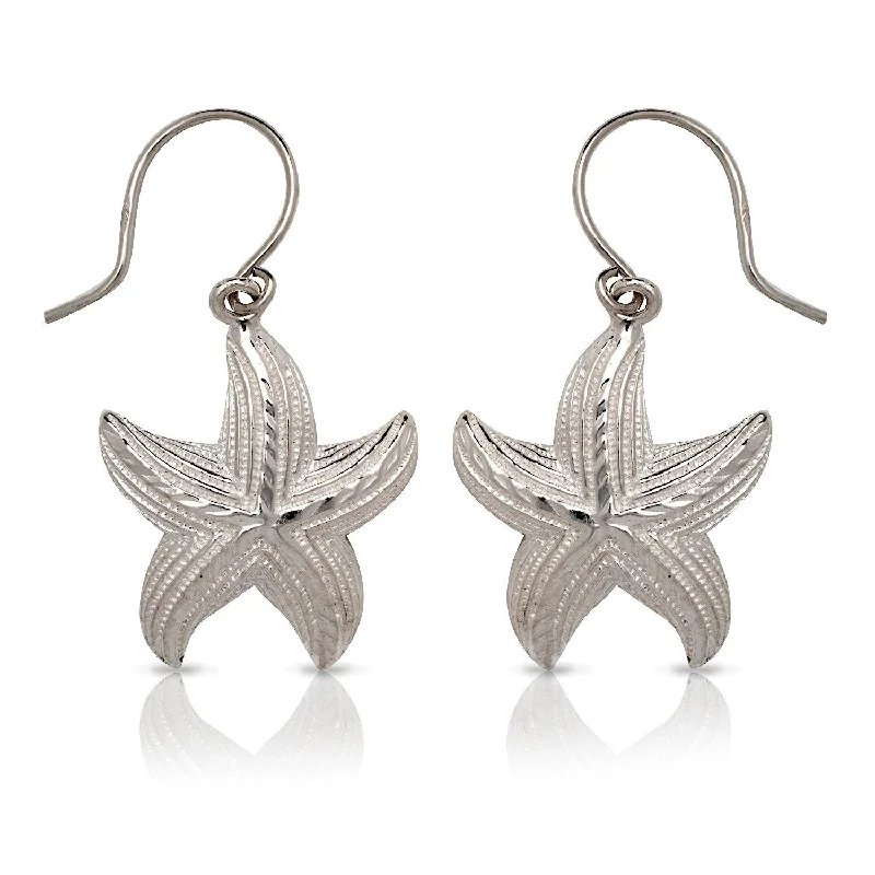 women's earrings with glamorous sparkle -Starfish .925 Sterling Silver Earrings