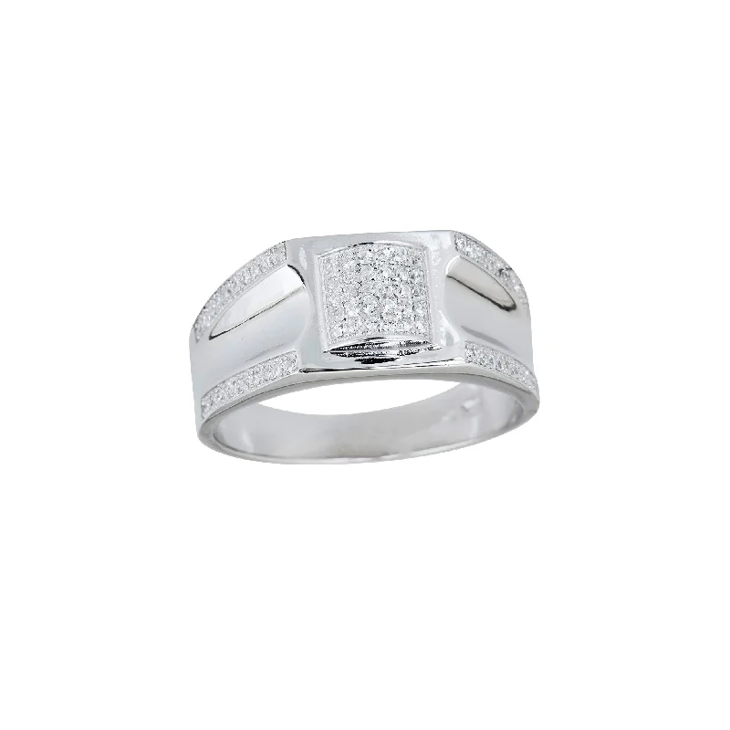 women's rings with vintage-inspired band -Pave Stone-Setting Men's Ring (Silver)