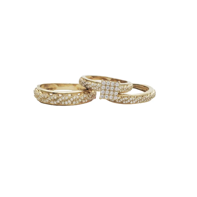 women's rings with filigree band -Infinity Three-Piece-Set Ring (10K)