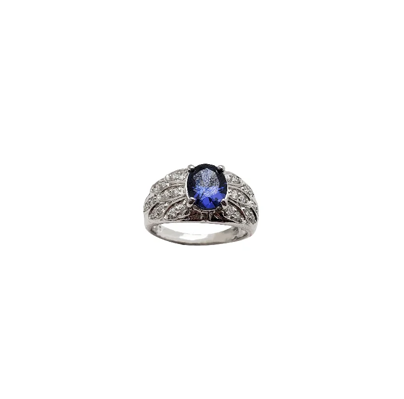 women's rings with pearl -Tanzanite Cocktail Lady Ring (Silver)