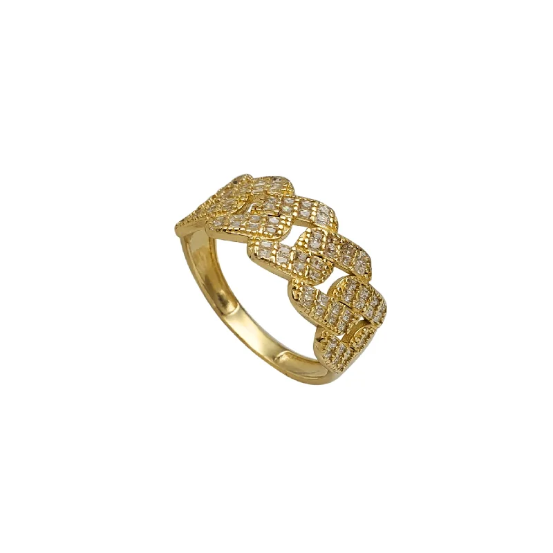 women's rings with bezel setting -Baguettes Milgrain Cuban Ring (14K)