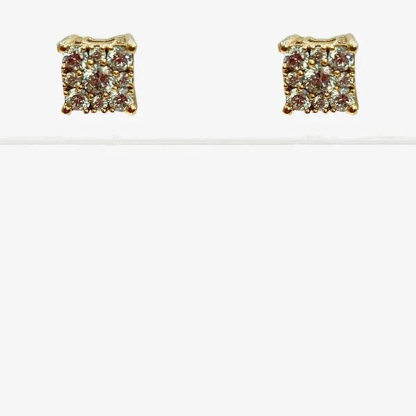 women's earrings with minimalist design -14k Yellow Gold Diamond Earrings