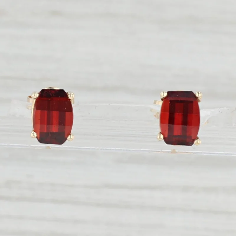 women's earrings with elegant drop design -5ctw Garnet Stud Earrings 14k Yellow Gold January Birthstone Solitaire Studs