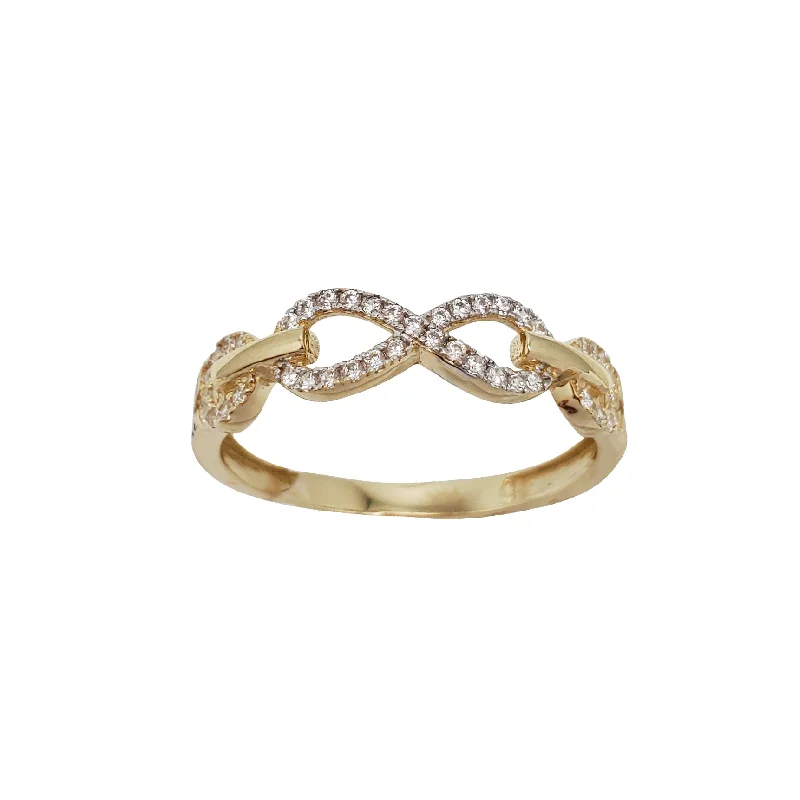 women's rings with side stones -Zirconia Infinity Ring (14K)