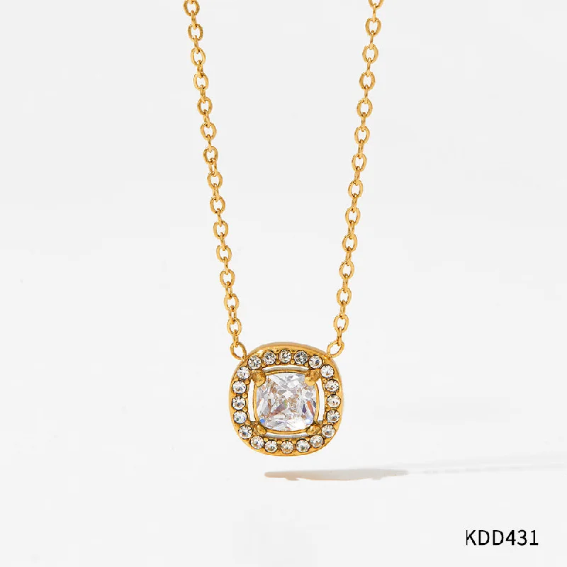 Kdd431 Necklace Gold White Zirconium