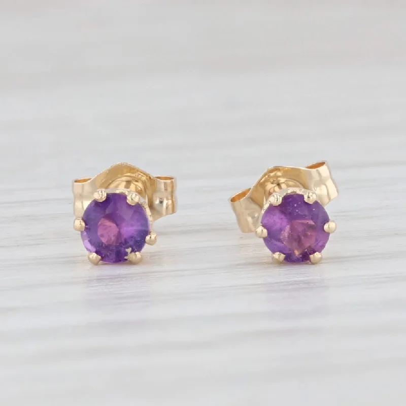 women's earrings with gold-plated finish -0.40ctw Round Amethyst Stud Earrings 14k Yellow Gold February Birthstone