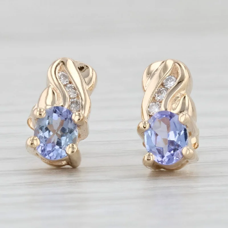 women's earrings with multi-layered design -0.75ctw Tanzanite Diamond Stud Earrings 14k Yellow Gold