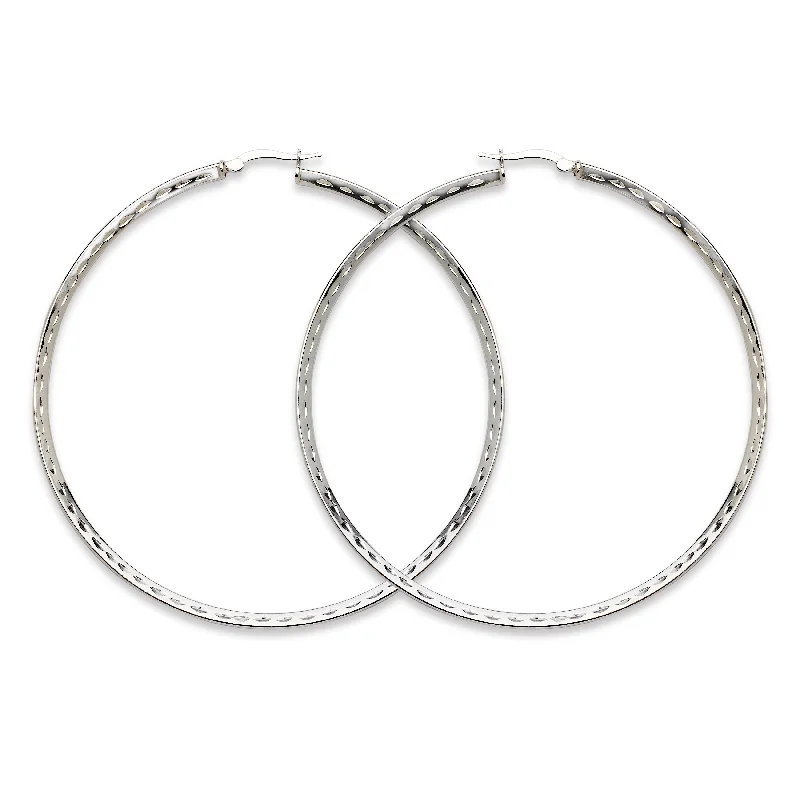 women's earrings with long-lasting shine -NEW! High Polish Diamond Cut Hoop Earrings .925 Sterling Silver