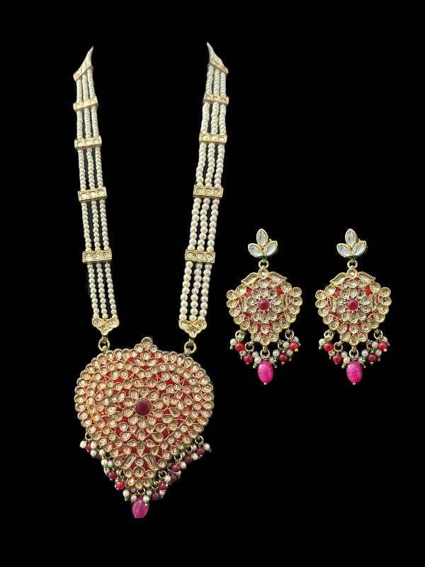 women's necklaces with sleek design -DLN82 Anan kundan rani haar (long necklace set ) ( READY TO SHIP )