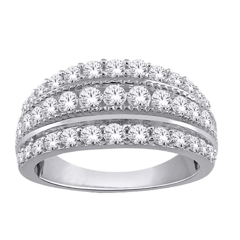 women's engagement rings with bold band -1 CTW Diamond Fashion Ring in 10KT White Gold