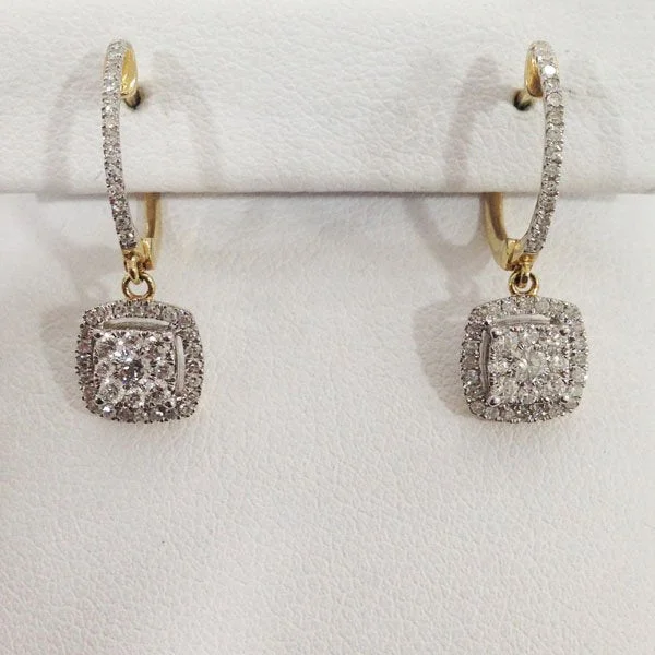 women's earrings with delicate hoops -14k Yellow Gold Diamond Earrings