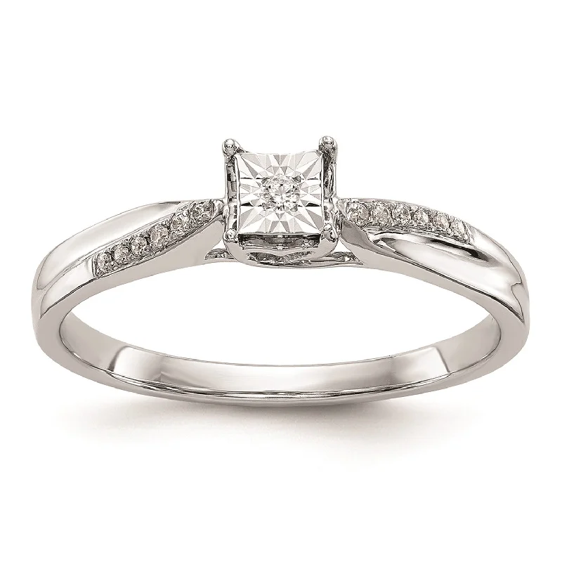 women's engagement rings with custom stone -1/20 CTW Diamond Promise Ring in 14KT White Gold; Size 7