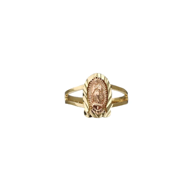 women's rings with polished look -Two-Tone Virgin Mary Ring (14K)