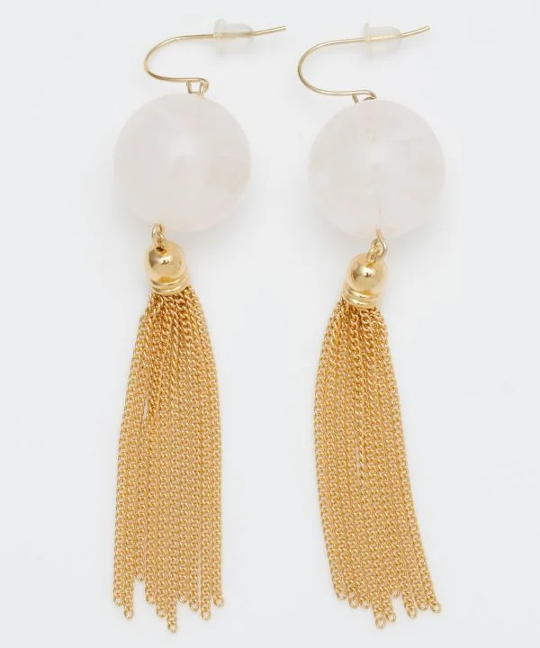 women's earrings with artistic accents -Clear Ball Tassel Statement Earrings