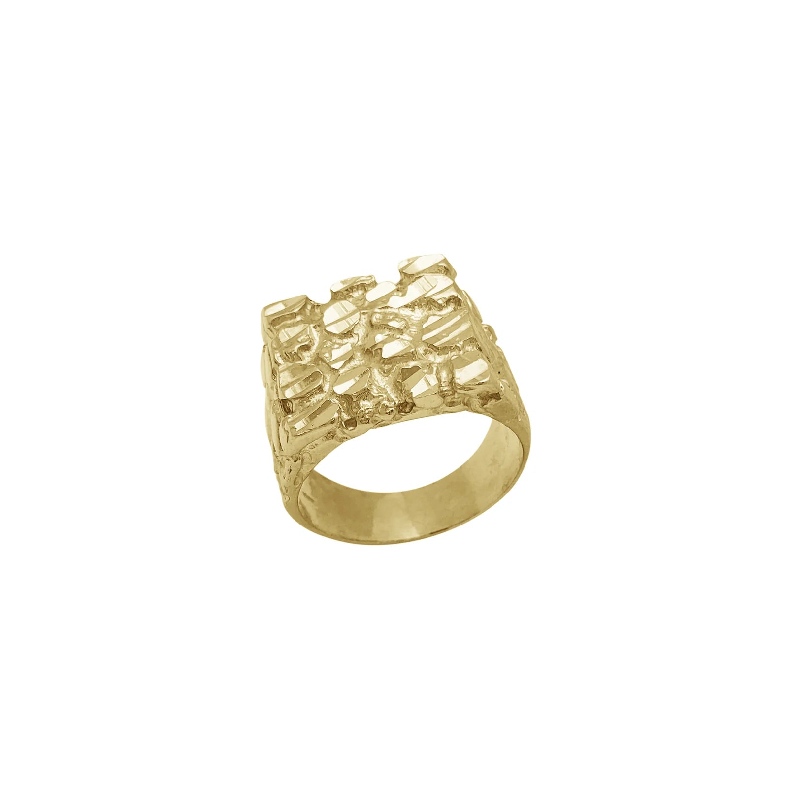 women's rings with bezel setting -Square Nugget Man Ring (10K)