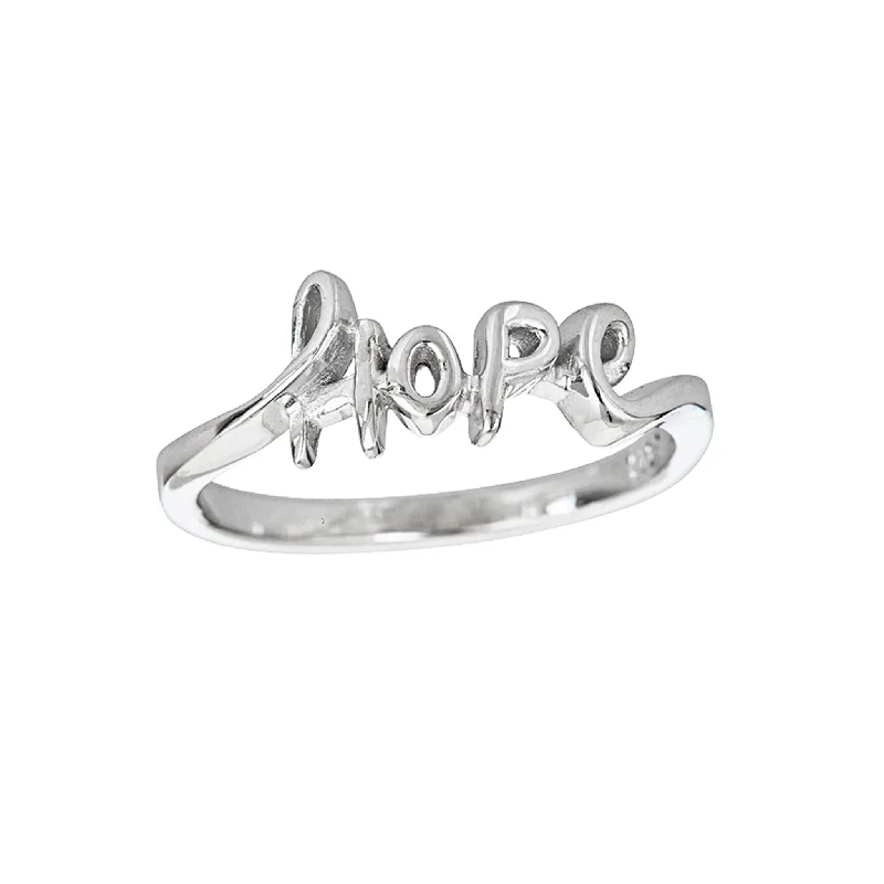 women's rings with stacked band -Script Hope Ring (Silver)