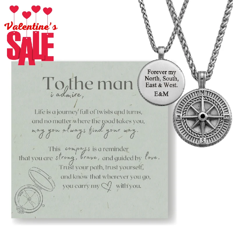 women's necklaces with romantic design -Find Your Path: Men's Compass Necklace