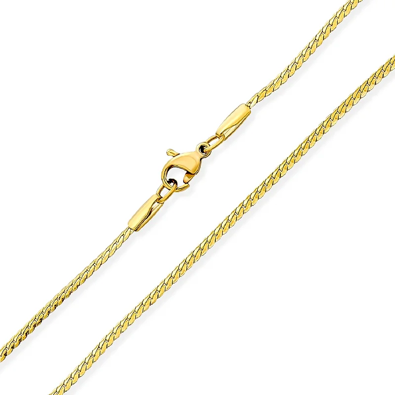 women's necklaces with bold gemstone -Unisex 1.5MM Gold Plated Serpentine Chain Necklace - Strong & Simple