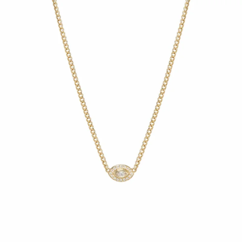 women's necklaces with geometric design -Marquise Diamond Halo Necklace